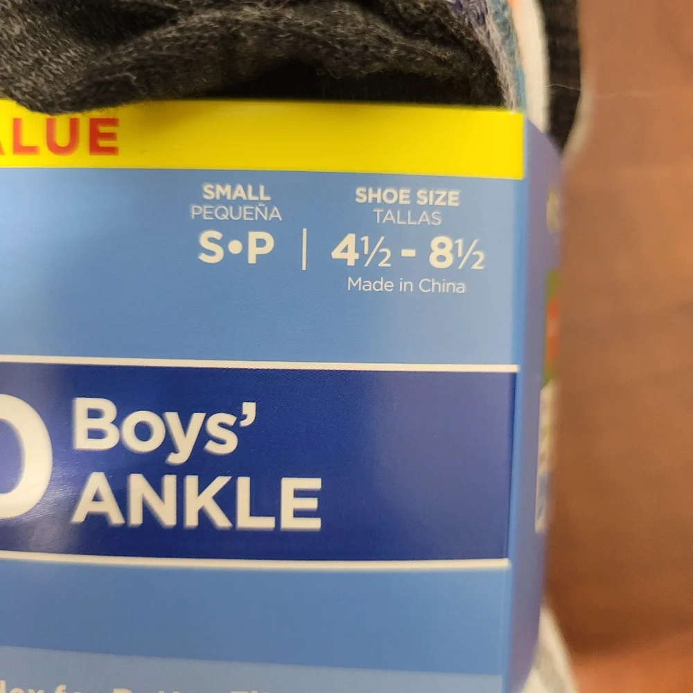 Hanes Boys' Ankle Socks Small (4.5-8.5) 20 Pack Nwt